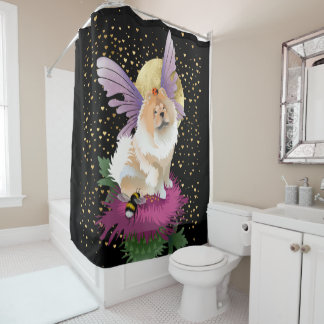 FLY ME TO THE MOON chow shower curtain