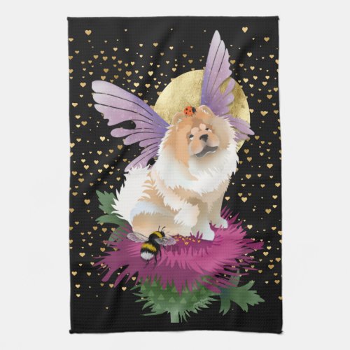 FLY ME TO THE MOON  kitchen towel  blK background