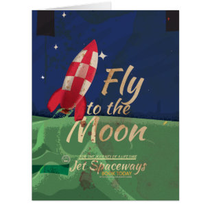 Fly me to the Moon Vintage Travel poster Cards