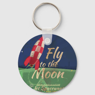 Fly me to the Moon Vintage Travel poster Keychain