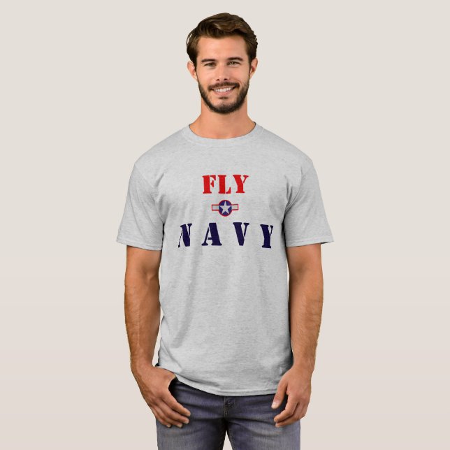 Fly Navy on the front, Naval Avaition on the back T-Shirt (Front Full)