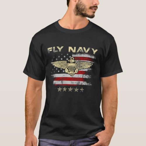 Fly Navy Shirt Classic Naval Officer Pilot Wings T