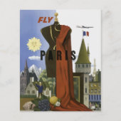 Fly Paris France Vintage Travel Poster (Back)