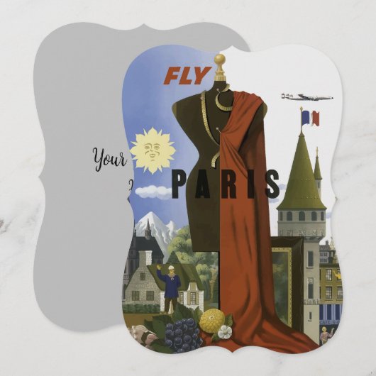 Fly Paris France Vintage Travel Poster (Front/Back)