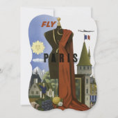 Fly Paris France Vintage Travel Poster (Front)