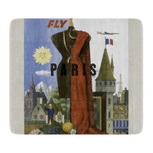 Fly Paris France Vintage Travel Poster Cutting Board