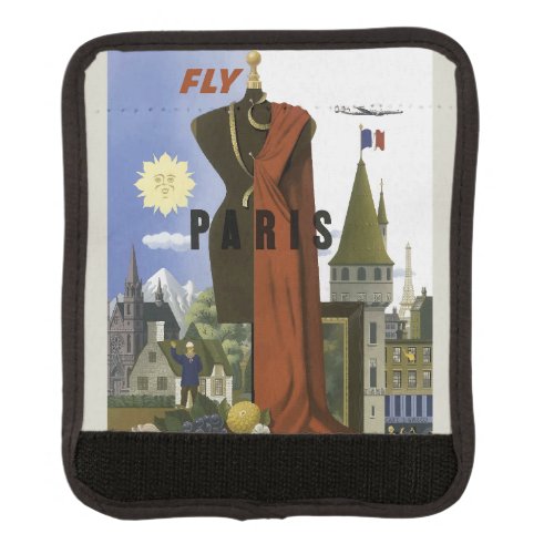 Fly Paris France Vintage Travel Poster Luggage Handle Wrap