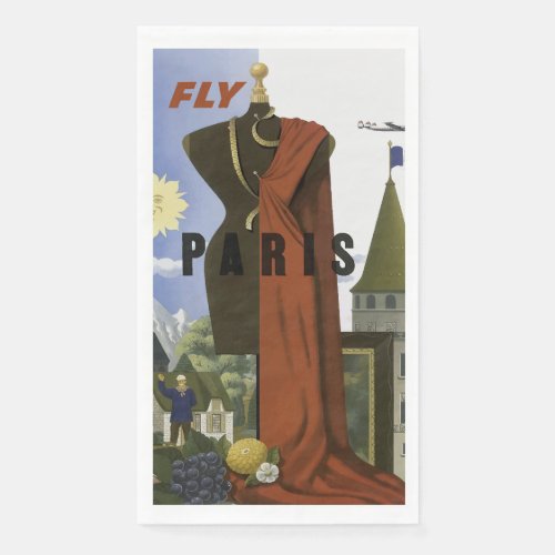 Fly Paris France Vintage Travel Poster Paper Guest Towels