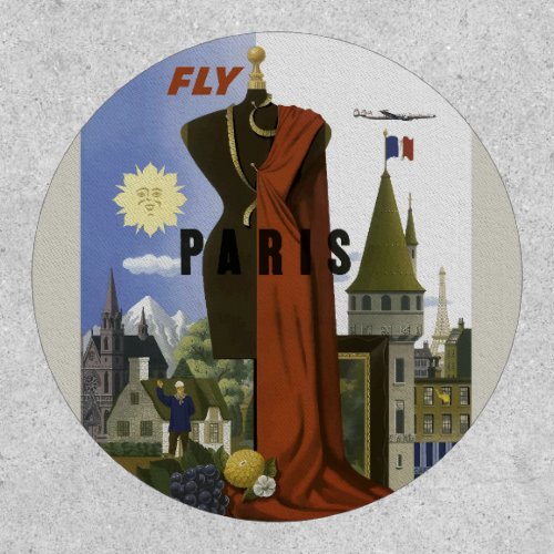 Fly Paris France Vintage Travel Poster Patch
