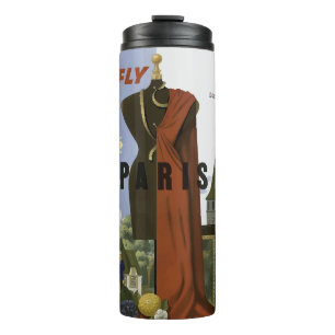 Fly Paris France Vintage Travel Poster Thermal Tumbler