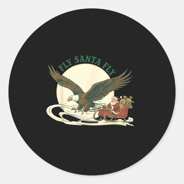 Fly Santa Fly Christmas, Santa Football  Classic Round Sticker (Front)