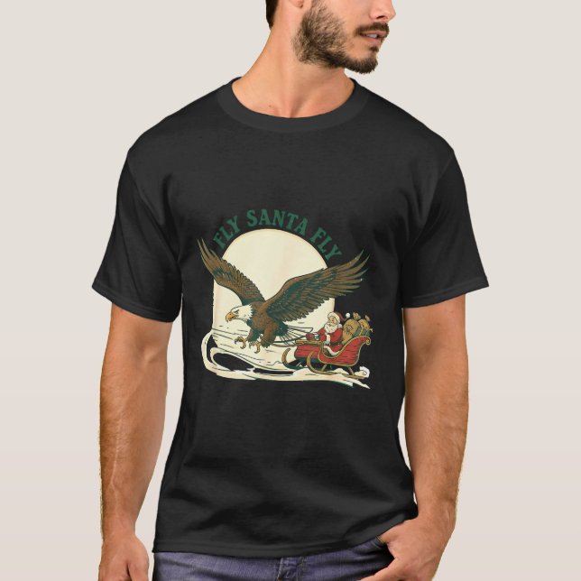 Fly Santa Fly Christmas, Santa Football  T-Shirt (Front)