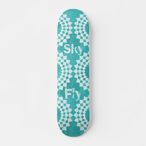 Fly Sky Modern Typography Blue Mandala Skateboard
