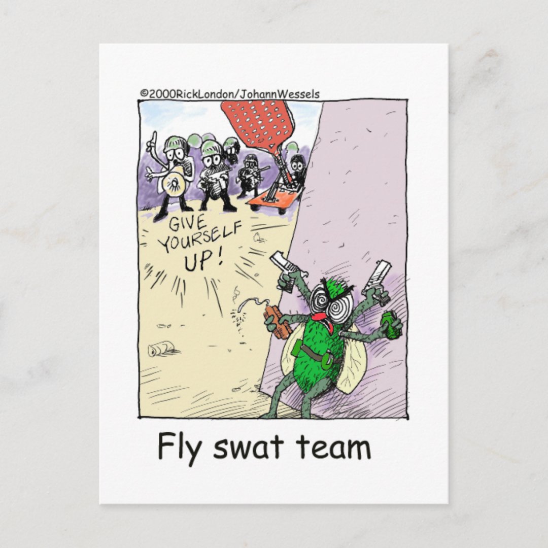 Fly Swat Team Funny Police Gifts & Collectibles Postcard | Zazzle