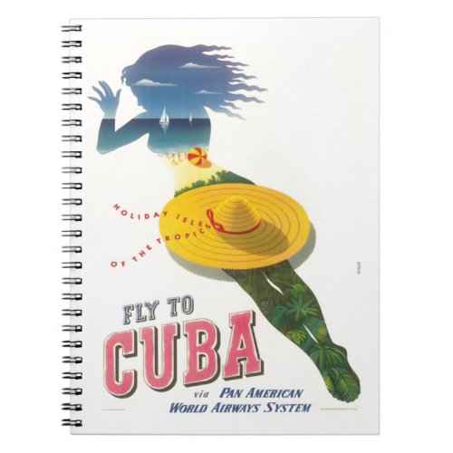 Fly to Cuba Holiday Isles of Tropics Vintage Notebook