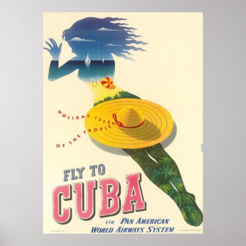 Fly to Cuba Holiday Isles of Tropics Vintage Poster