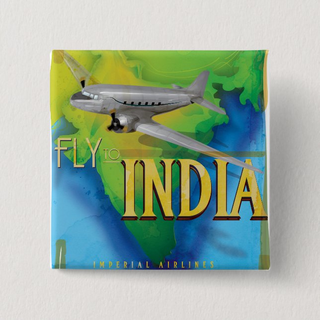 Fly To India Button (Front)