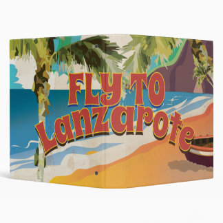 Fly to Lanzarote Vintage Poster 3 Ring Binder