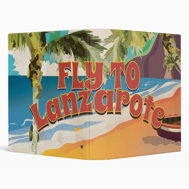 Fly to Lanzarote Vintage Poster 3 Ring Binder (Background)