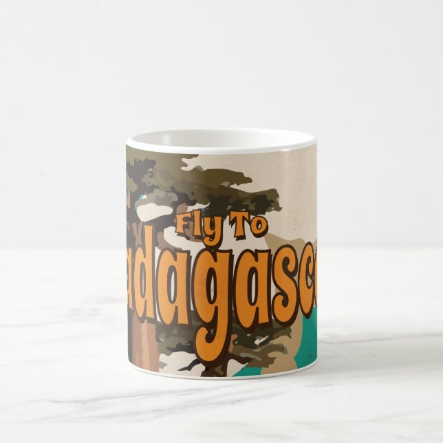 Fly to Madagascar Vintage Vacation Poster Coffee Mug (Center)