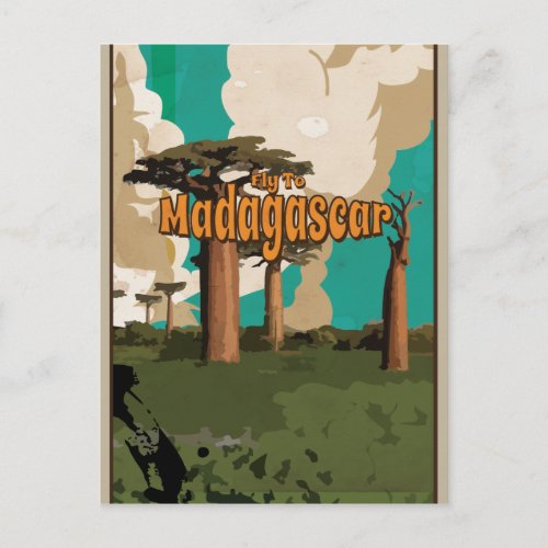 Fly to Madagascar Vintage Vacation Poster Postcard