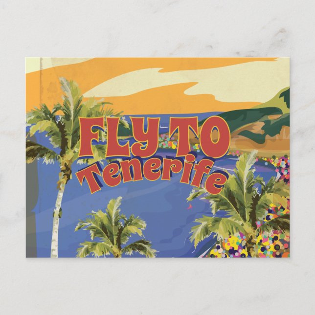 Fly To Tenerife Vintage Travel Poster Postcard (Front)