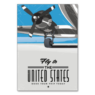 Fly to the United States Travel poster Table Number