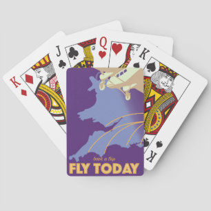 Fly Today Vintage Style travel poster Poker Cards