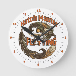 Fly tyng logo style illustration Hatch Master Round Clock