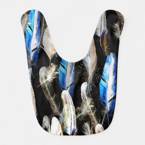 Fly Watercolor Feathers Seamless Background Baby Bib