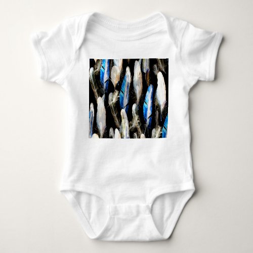 Fly Watercolor Feathers Seamless Background Baby Bodysuit
