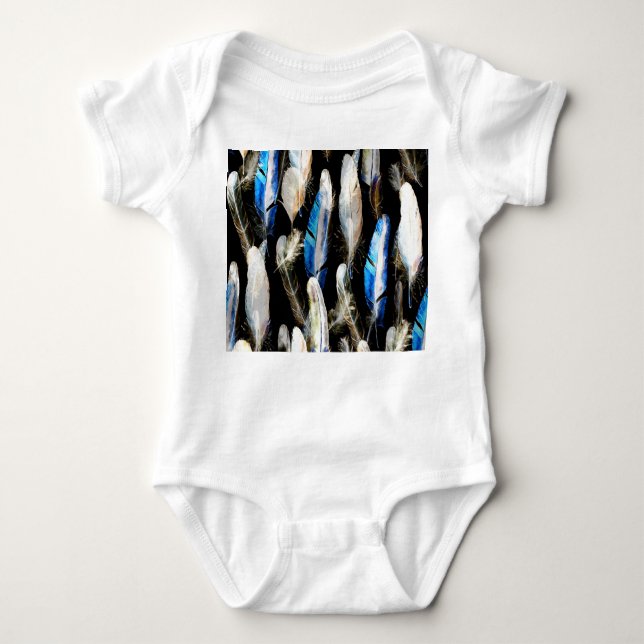 Fly Watercolor Feathers: Seamless Background Baby Bodysuit (Front)