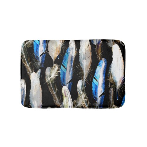Fly Watercolor Feathers Seamless Background Bath Mat
