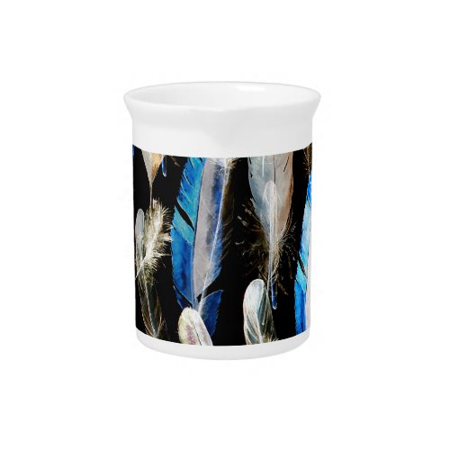 Fly Watercolor Feathers Seamless Background Beverage Pitcher
