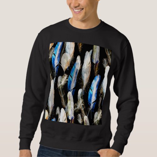 Fly Watercolor Feathers Seamless Background Sweatshirt