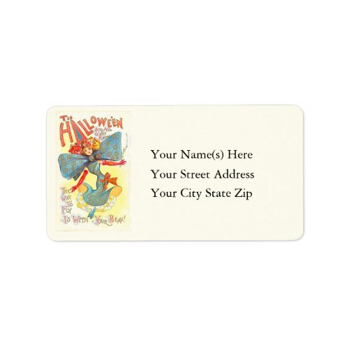 Fly With Your Beau Vintage Halloween Address Label