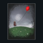 Fly Your Little Red Baloon Postcard<br><div class="desc">A little red robot flies his red ballon</div>