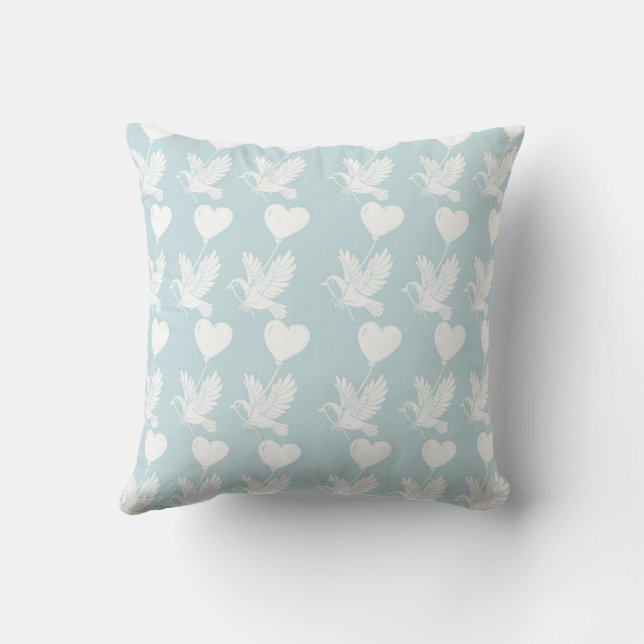 Flyaway Love on Mint Throw Pillow (Back)