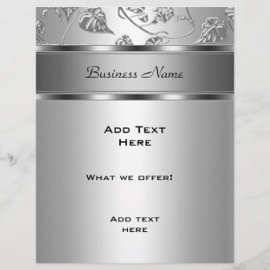 Flyer Elegant Classy Silver Embossed Floral
