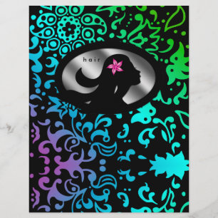 Flyer Hair Salon Woman Silhouette Colorful Floral