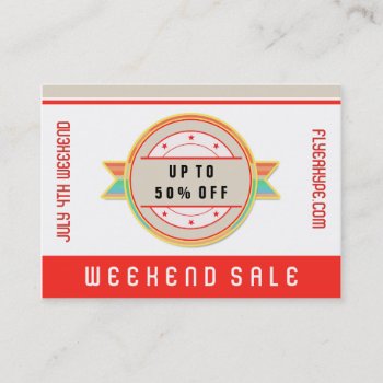 Flyer Hype Badge Store Sale Marketing Red V3 Business Card by MyBindery at Zazzle