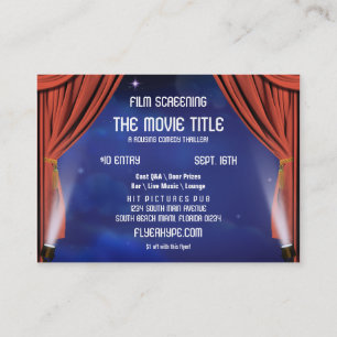 Flyer Hype Curtain Stage Cinema Film Screening Business Card