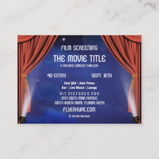 Flyer Hype Curtain Stage Cinema Film Screening Business Card