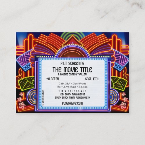 Flyer Hype Movie Marquee Cinema Film Screening Business Card