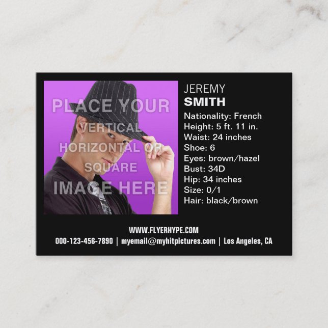 Flyer Hype Night Glow Headshot Business Card (Front)