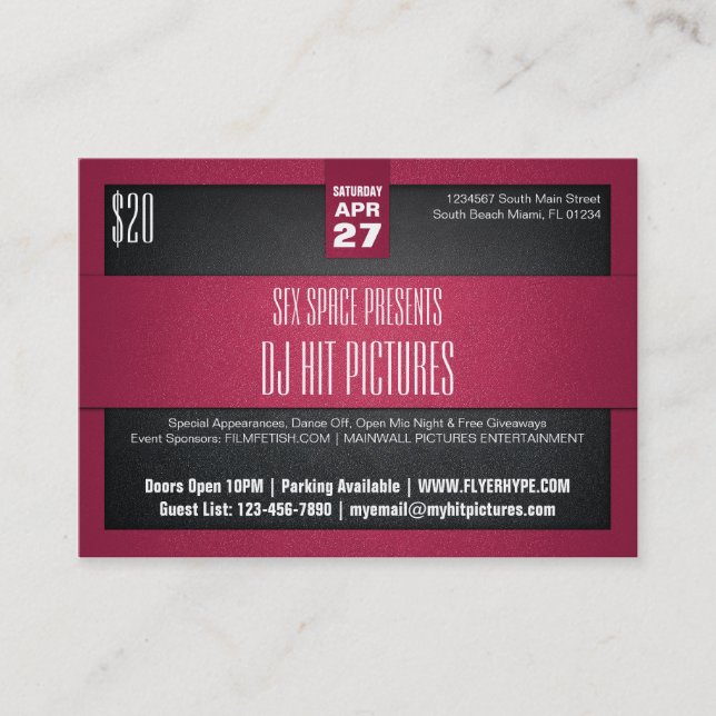 Flyer Hype Tough Red Club Event Promo Card Pack (Front)