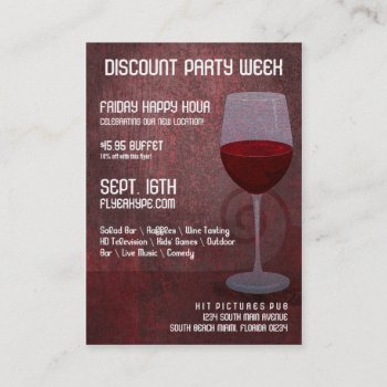 Flyer Hype Wine Bar Lounge Jazz Club Vertical V4 Business Card by MyBindery at Zazzle