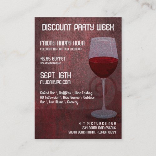Flyer Hype Wine Bar Lounge Jazz Club Vertical V4 Business Card