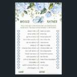 FLYER PAPER Blue Hydrangea Greenery Game<br><div class="desc">Enjoy your bridal shower with these funny games.
Personalize with the bride to be's name and date of shower. 
For further customization,  please click the "customize further" link. If you need help,  contact me please.</div>