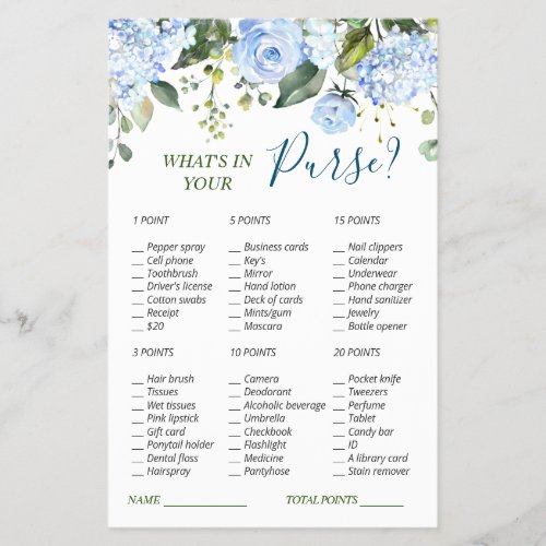 FLYER PAPER Blue Hydrangea Greenery Game